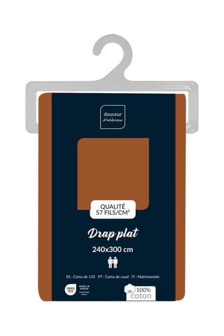 Drap plat en coton 57 fils/cm² Lina - Caramel