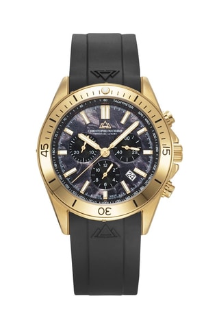 Montre à quartz en caoutchouc - Chronographe - Noir et doré