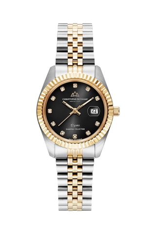 Montre à quartz en acier et diamants Elysées