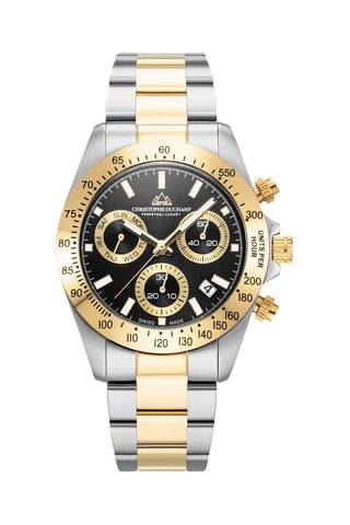 Montre à quartz en acier - Chronographe - Argenté et doré