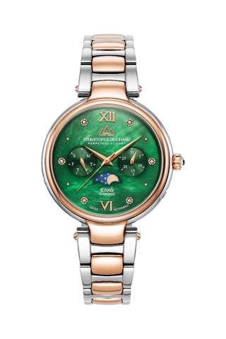 Montre à quartz en acier et diamants