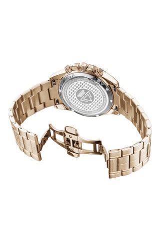 Montre à quartz en acier et caoutchouc fkm - Chronographe - Noir et doré rose