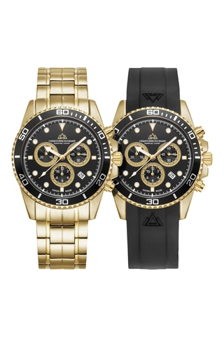 Montre à quartz en acier et caoutchouc fkm Marine Chrono II - Chronographe - Noir et doré