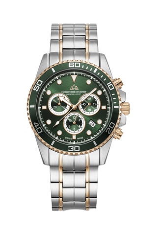 Montre à quartz en acier et caoutchouc fkm Marine Chrono II - Chronographe - Vert et argenté