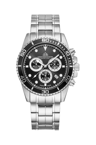 Montre à quartz en acier et caoutchouc fkm Marine Chrono II - Chronographe - Noir et argenté