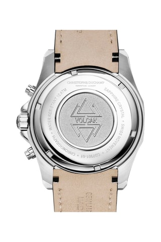 Montre à quartz en cuir Volcan - Tachymètre et chronographe - Noir et argenté