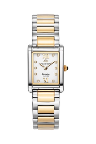 Montre à quartz en acier et diamants Fontaine
