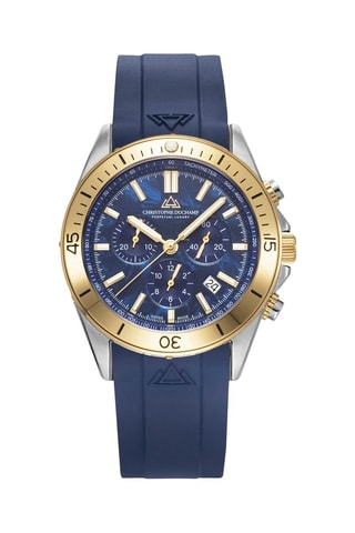 Montre à quartz en caoutchouc - Chronographe - Bleu et doré