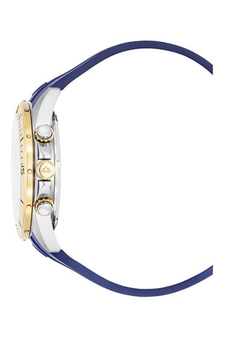 Montre à quartz en caoutchouc - Chronographe - Bleu et doré