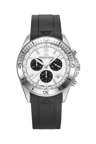 Montre à quartz en caoutchouc - Chronographe - Argenté