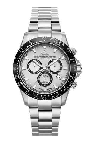 Montre à quartz en acier Grand Mont - Chronographe - Argenté et noir