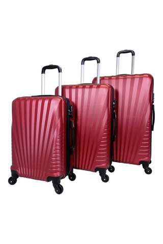 Set de 3 valises Elegance (S/M/L) - 55/65/75 cm - Argenté, noir et rouge