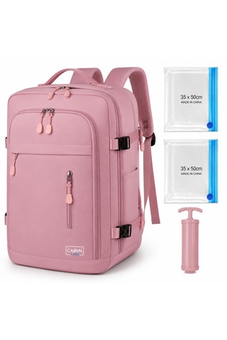 Sac à dos de voyage et kit de compression - 30 x 40 x 20 cm - Rose