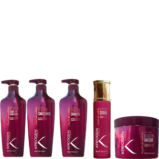 Routine réparatrice - Shampoing, après-shampoing, masque, crème de soin, & sérum - Kératine - Cheveux secs & abîmés