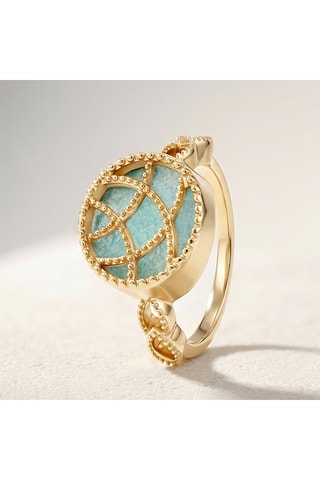 Anello Stella Cadente - Laminato oro giallo e amazzonite