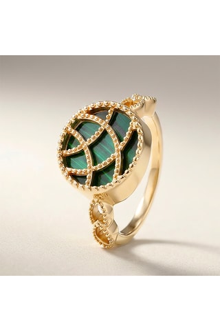 Anello Stella Cadente - Laminato oro giallo e malachite