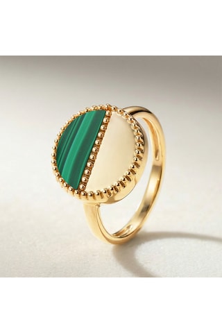 Anello Mezzo - Laminato oro giallo e malachite
