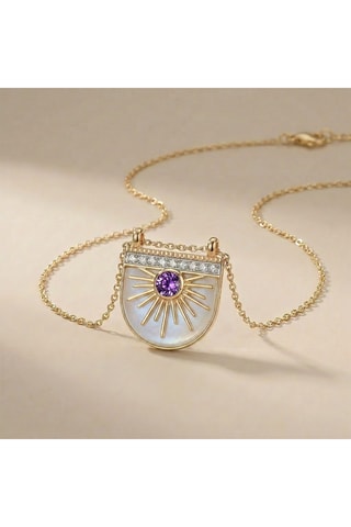 Collana Sole - Laminato oro giallo, pietra di luna e ametista