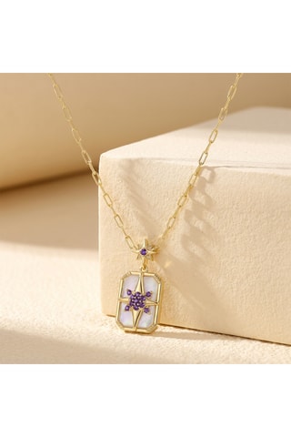 Collana Venti - Laminato oro giallo, pietra di luna e ametiste