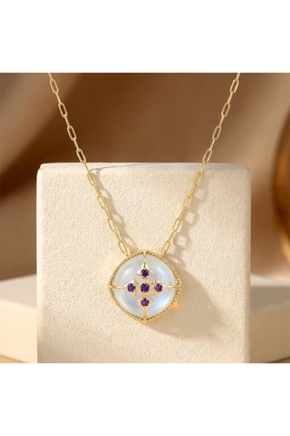 Collana Cardina - Laminato oro giallo, pietra di luna e ametiste
