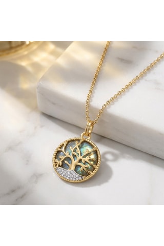 Collana Albero - Laminato oro giallo e labradorite