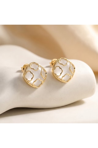 Boucles d’oreilles dorées à l’or fin jaune Fortuna - Pierres de lune