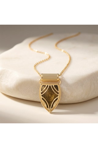 Collana Fibule - Laminato oro giallo e ossidiana