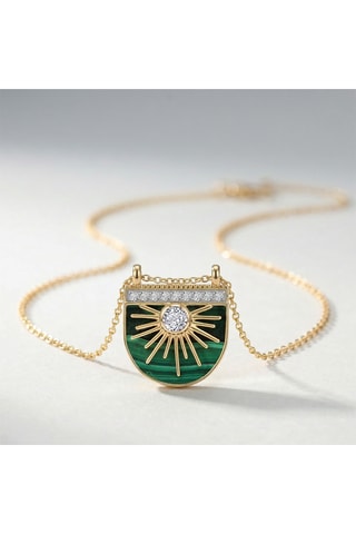 Collana Sole - Laminato oro giallo e malachite