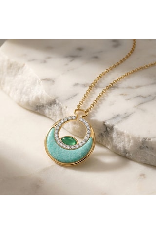 Collana Rising Sun - Laminato oro giallo, amazzonite e onice