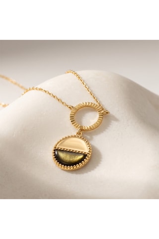 Collana Mezzo - Laminato oro giallo e ossidiana