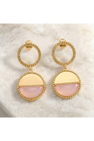 Boucles d’oreilles dorées à l’or fin jaune Mezzo - Calcédoines
