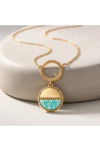 Collana Mezzo - Laminato oro giallo e amazzonite