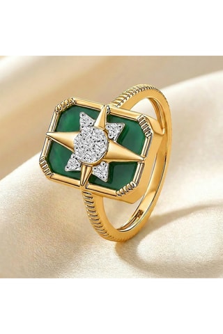 Anello Venti - Laminato oro giallo e onice