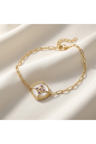 Bracciale Cardina - Laminato oro giallo, pietra di luna e ametiste