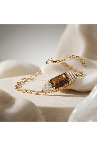 Bracciale Bauhaus - Laminato oro giallo e ossidiana