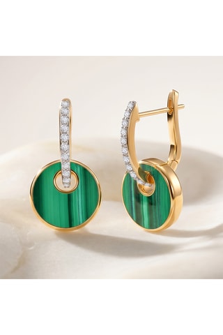 Boucles d’oreilles dorées à l’or fin jaune Kate - Malachites