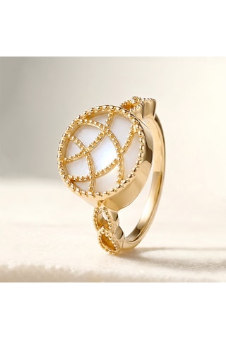 Anello Stella Cadente - Laminato oro giallo e pietra di luna