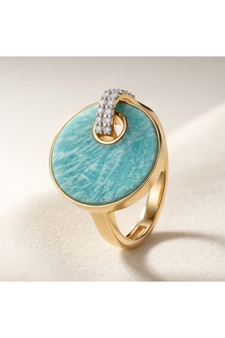 Anello Kate - Laminato oro  giallo e amazzonite