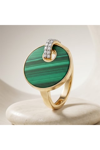 Anello Kate - Laminato oro  giallo e malachite