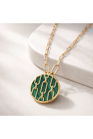 Collana Forçat - Laminato oro giallo e malachite