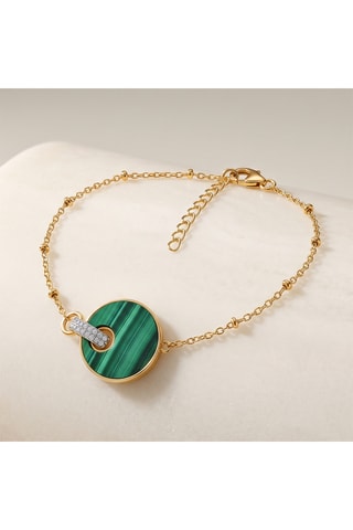 Bracciale Kate - Laminato oro giallo e malachite