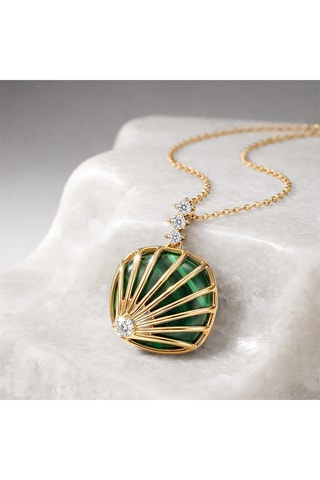 Ciondolo Shell - Laminato oro giallo e malachite