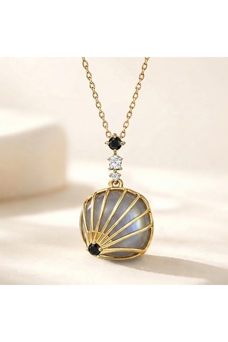 Ciondolo Shell - Laminato oro giallo e pietra di luna