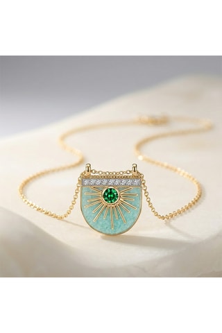 Collana Sole - Laminato oro giallo e amazzonite