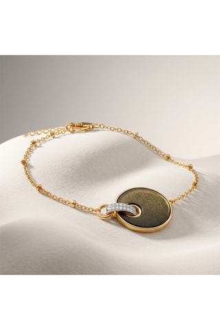 Bracciale Kate - Argento laminato oro giallo, amazzonite e ossidiane