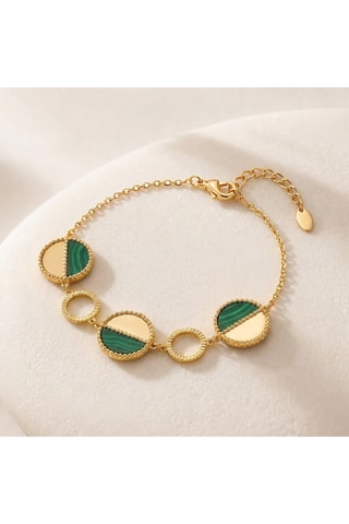 Bracciale Mezzo - Laminato oro giallo e malachiti