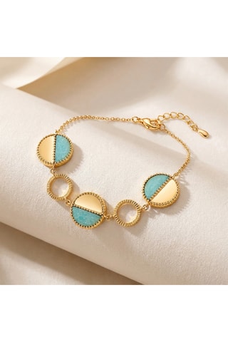 Bracciale Mezzo - Laminato oro giallo e amazzoniti