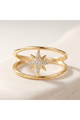 Anello Rosa - Argento placcato oro giallo