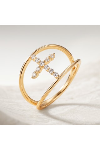 Anello Cruz - Argento placcato oro giallo