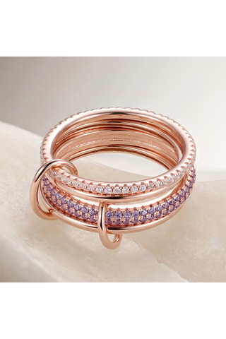 Anello Quatro - Argento placcato oro rosa e ametiste